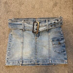 Denim Mini Skirt with Belt
